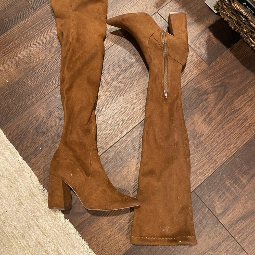 Brown Suede Over-the-Knee Boots